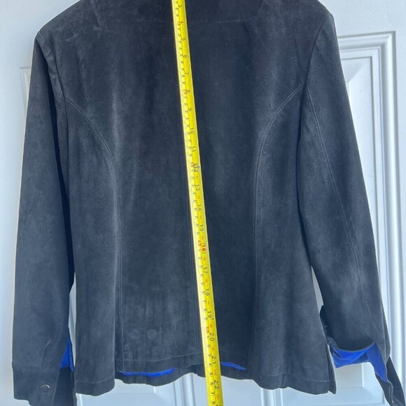 Dons Black Leather Jacket Blue Satin Lining Snap Closure M - Picture 6 of 16